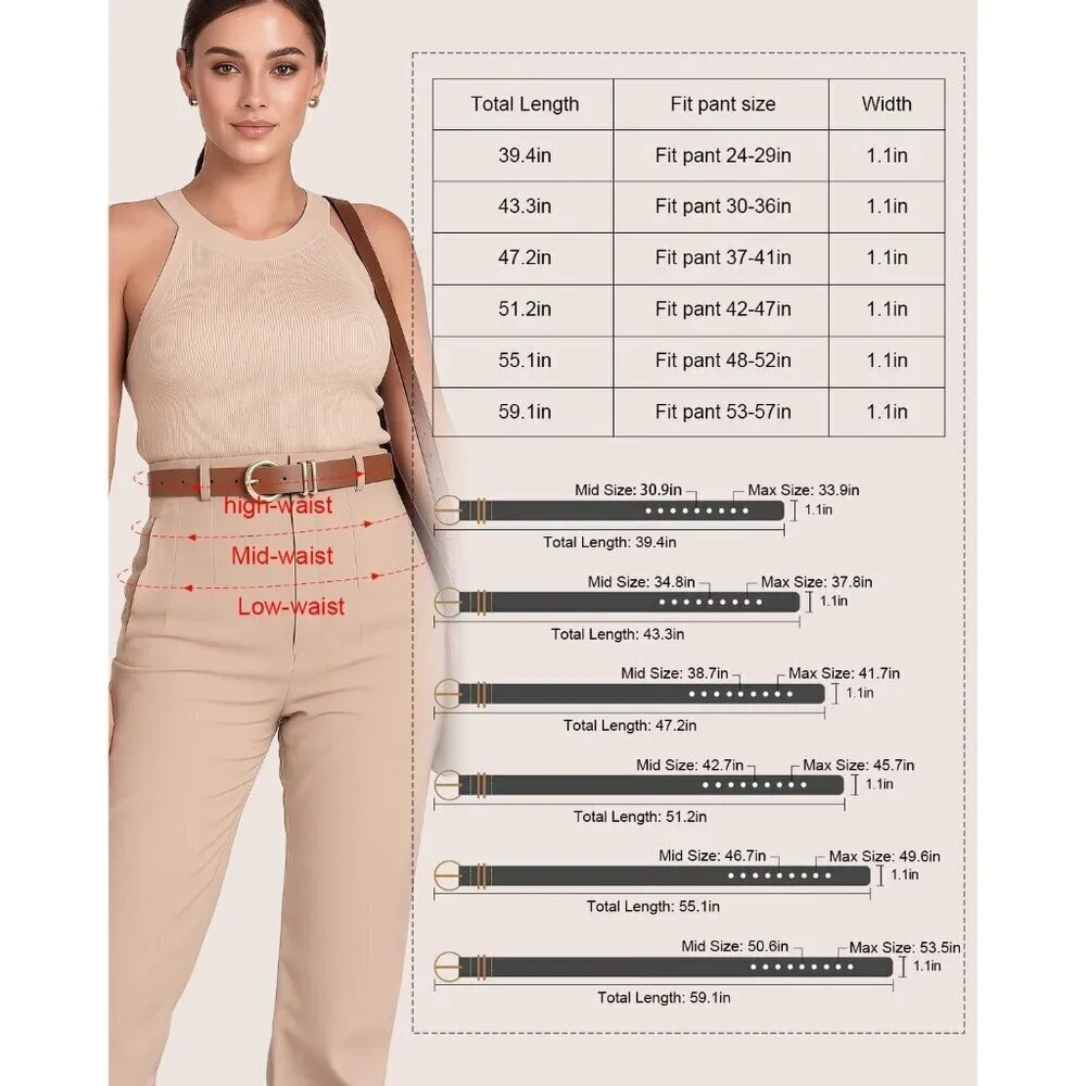 3 Pack Women Belts For Jeans Dresses Pants Ladies Leather Waist Belt with Gold B